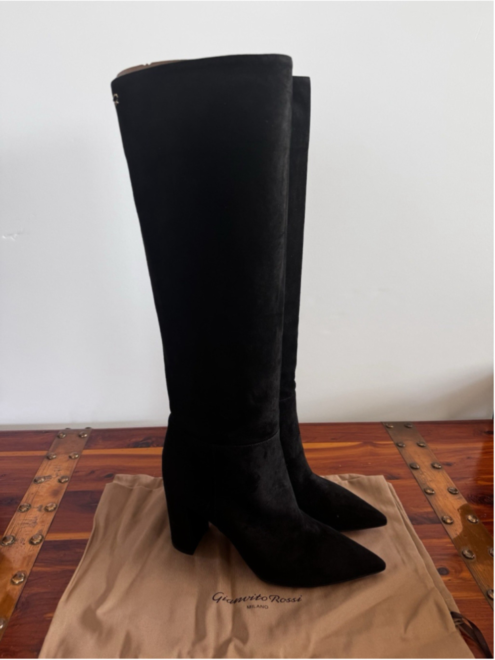 Gianvito Rossi Piper Boot 85 Black Suede Knee High Boots 38.5 US 8.5 NEW $1995